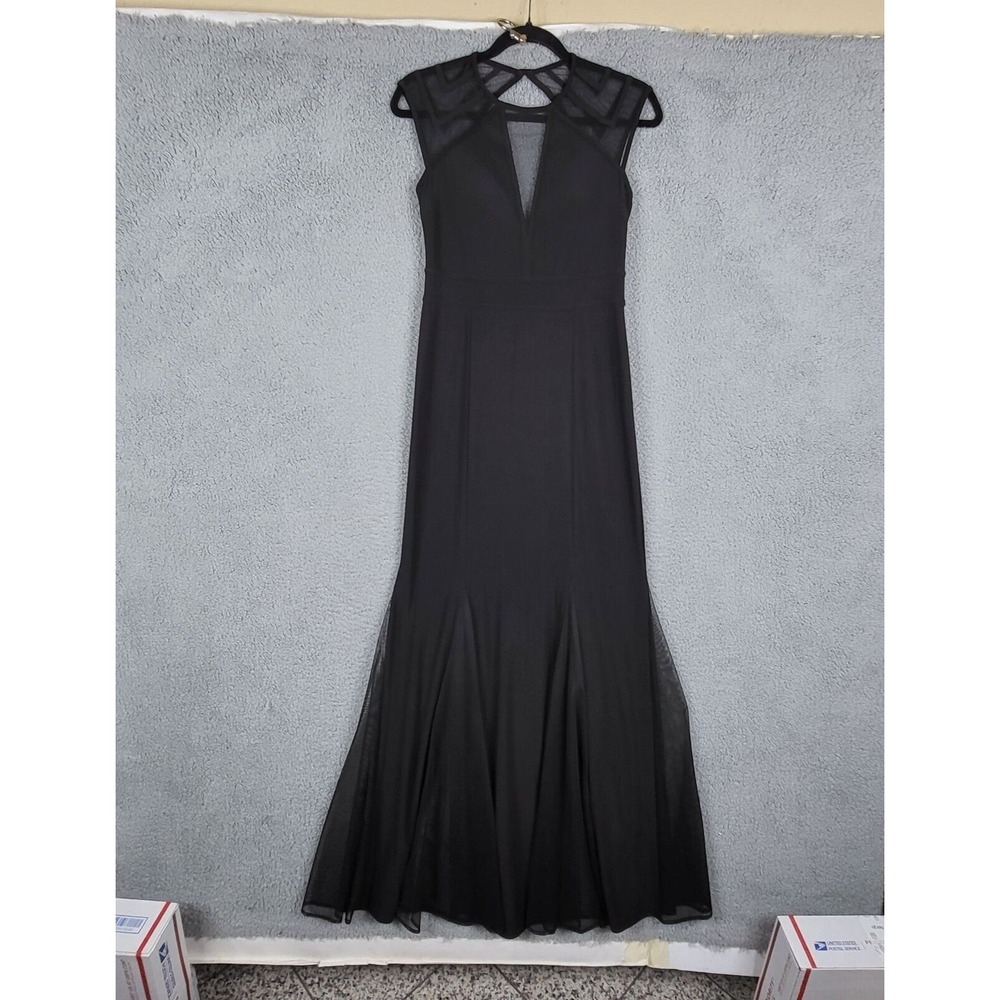 NW NIGHTWAY Women's Size 4 Black Mesh cut out mermaid Gown Dress